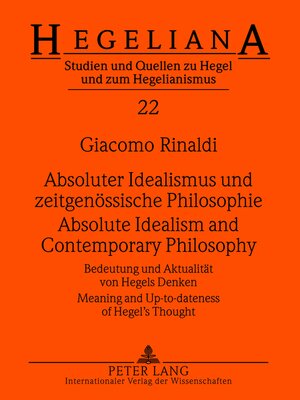 cover image of Absoluter Idealismus und zeitgenoessische Philosophie--Absolute Idealism and Contemporary Philosophy